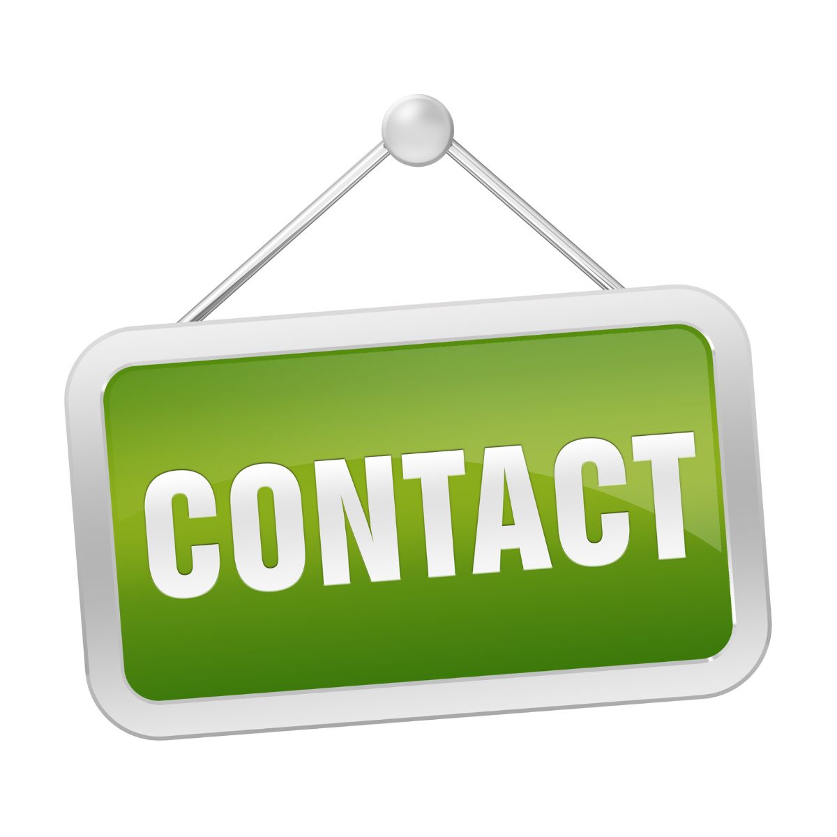 A green sign with the word 'CONTACT' displayed prominently in white letters, suggesting a call to action for reaching out or getting in touch.